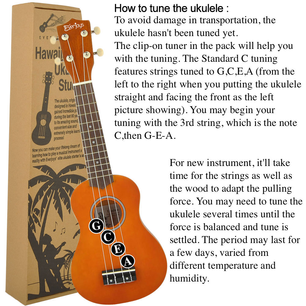 Sintonizzatore digitale per canzoniere soprano Ukulele per principianti Pack da 21 pollici con custodia Gig Bag